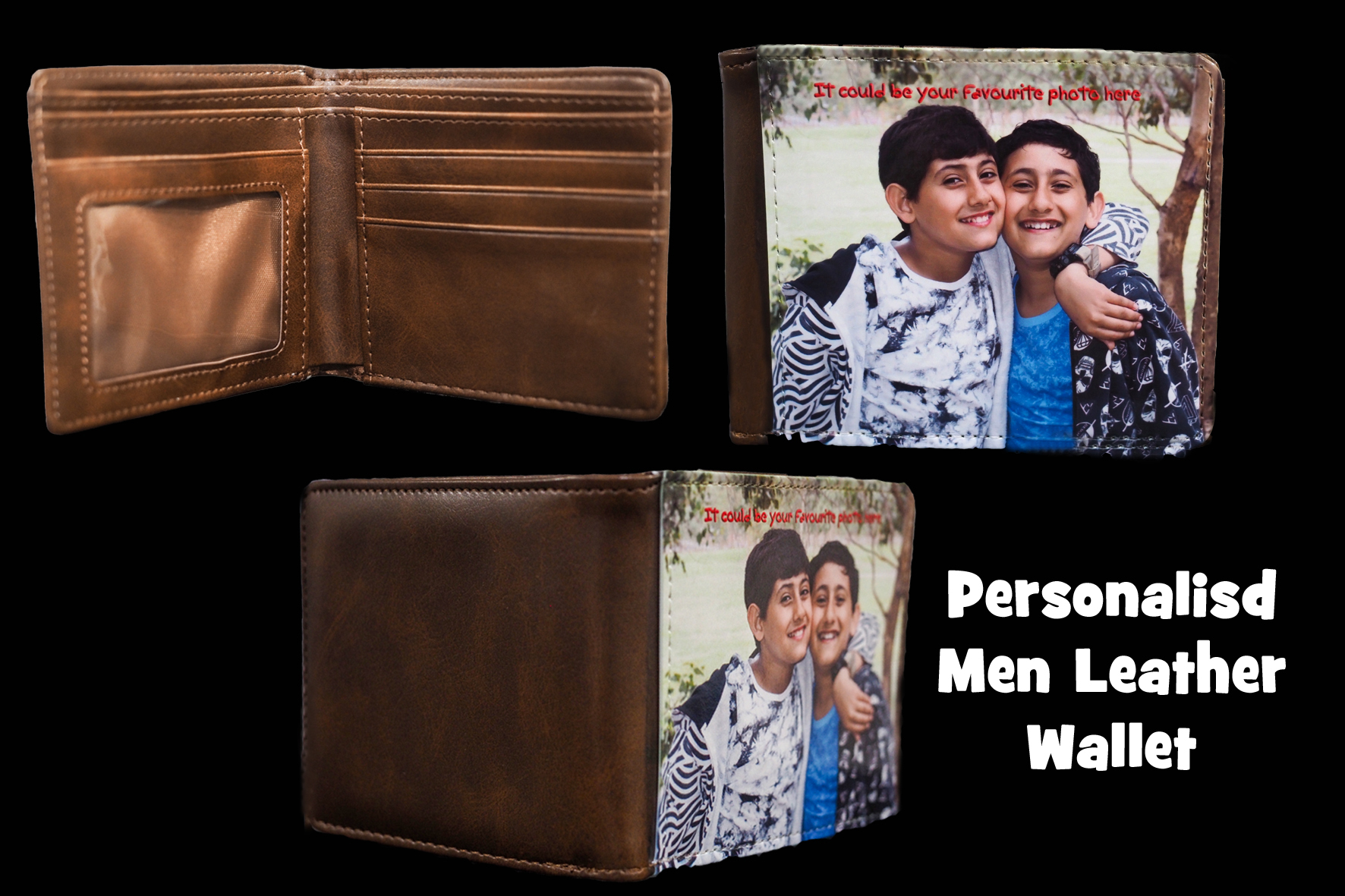Personaised photo leather wallet